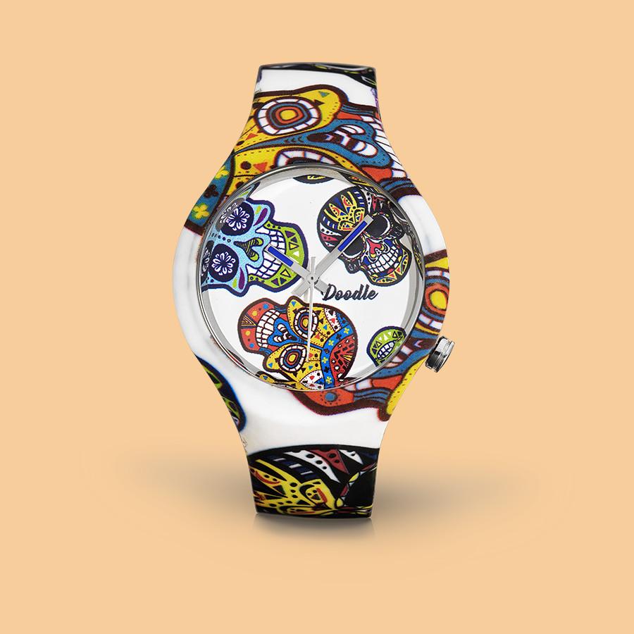 Doodle Watch White Skull