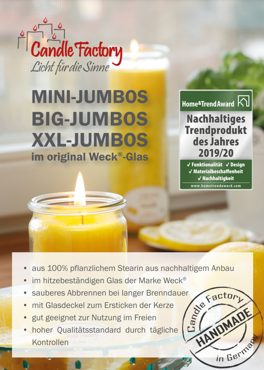 Candle Factory Mini-Jumbo Weisser Pfirsich & Rosenblüten