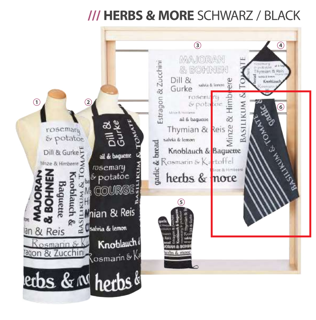 Küchentuch/Essuie HERBS AND MORE BLACK